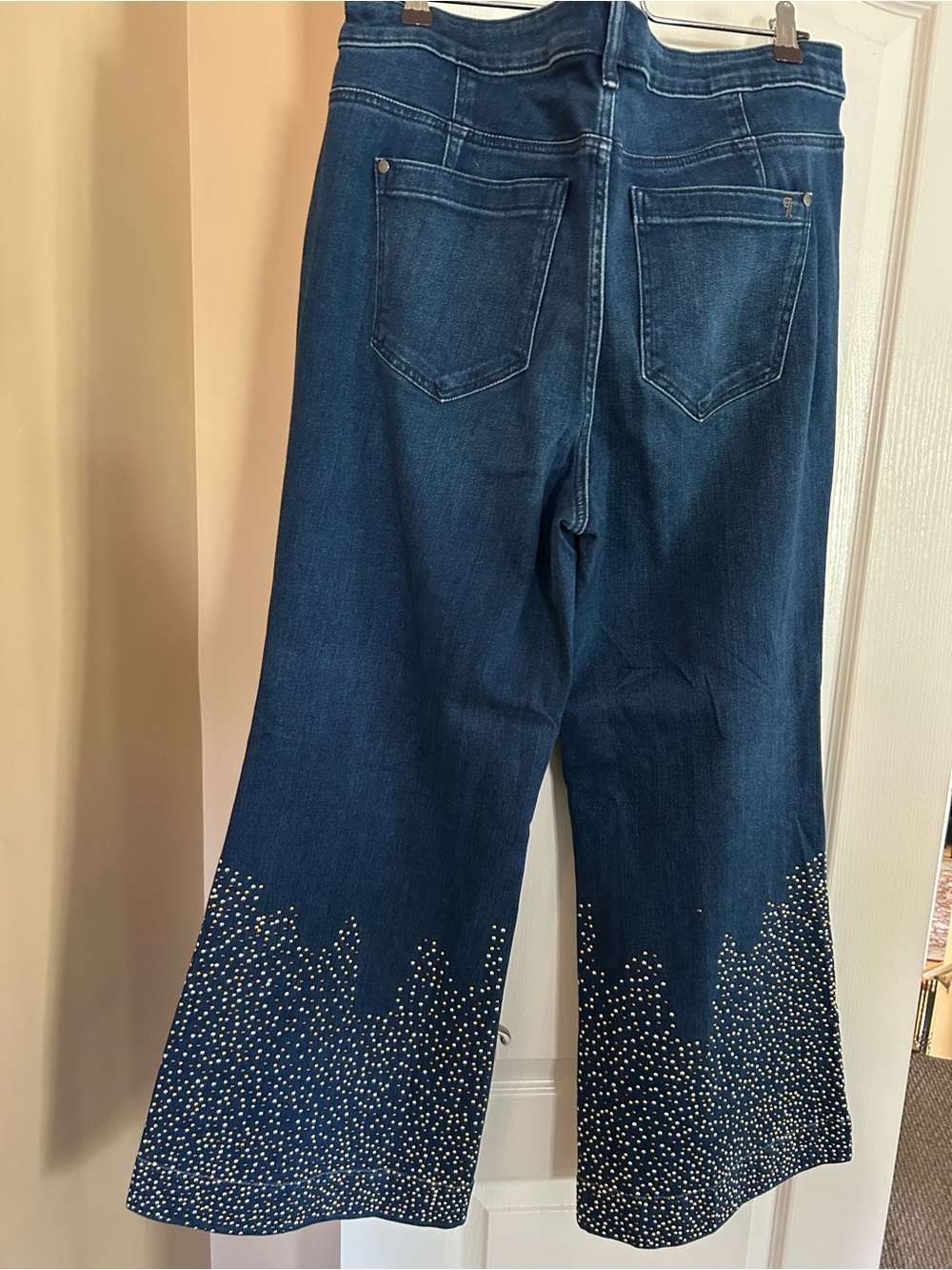 Pilcro Dark Blue Wide-Leg Embellished Jeans - Picture 2 of 5